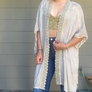 Lightweight cream kimono with crochet detailing